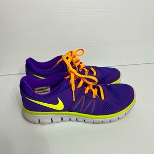 Nike shoes running shoes purple/ Green orange size 6.5Y